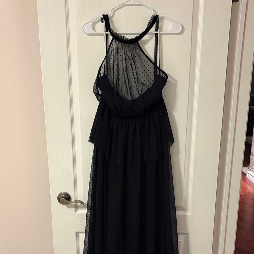 Avec Les Filles Black Sheer Halter Dress
